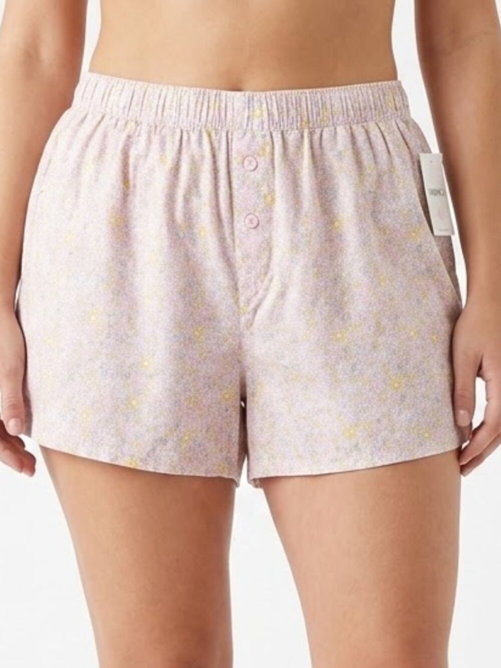 Forever 21 Floral Pajama Shorts Pink Boxer Style Sleep Shorts Size L